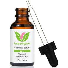 Amara Organics Vitamin C Serum for Face 20% with Hyaluronic Acid and Vitamin E, 1 fl. oz.