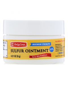 De La Cruz, Sulfur Ointment, Acne Treatment, Double Strength, 0.21 oz (6 g)
