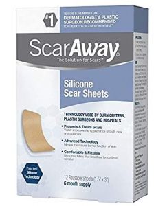 ScarAway Professional Grade Silicone Scar Treatment Sheets, 12 Count