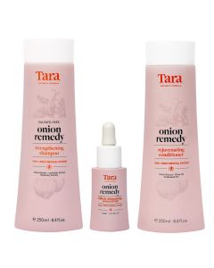 Tara Nature's Formula Onion Remedy Hair & Root Revival System Concentrate, Shampoo and Conditioner Set - Formulated To Hair Thicker and Fuller, Hair Follicles and Scalp Treatment - 3 Pc Set
