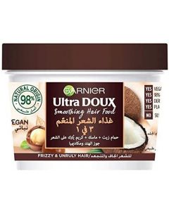 Garnier Ultra Doux Smoothing Coconut 3-in-1 Hair Food For Frizzy Hair, 390 ml