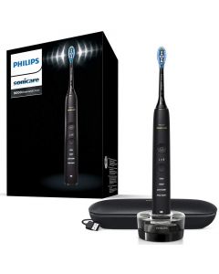 Philips Sonicare DiamondClean 9000 Black Electric Toothbrush, 2020 Edition, 4 Modes, 3 Intensities, Gum Pressure Sensor, App, Connected Handle, USB Travel Case, UK 2-Pin Bathroom Plug - HX9911/39

