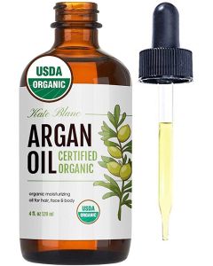 Organic Argan Oil for Hair and Skin from Kate Blanc. 100% Pure, Coldpressed, and USDA Certified Organic. Stimulate Growth for Dry and Damaged Hair. Skin Moisturizer. Nails Protector