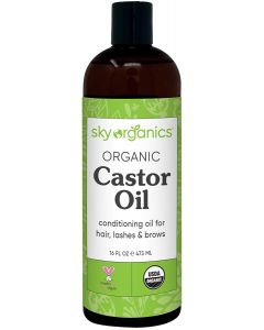 Castor Oil USDA Organic Cold-Pressed (16oz) 100% Pure Hexane-Free Castor Oil - Conditioning & Healing, For Dry Skin, Hair Growth - For Skin, Hair Care, Eyelashes - Caster Oil By Sky Organics
