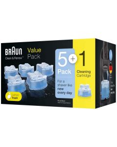 Braun Clean and Renew Refill Replacement Cartridges for Electric Shaver, 5+1 Pack, Compatible with All Braun SmartCare and Clean&Charge Centers