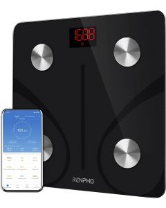 RENPHO Body Fat Scale Smart BMI Scale Digital Bathroom Wireless Weight Scale, Body Composition Analyzer with Smartphone App sync with Bluetooth, 396 lbs - Black