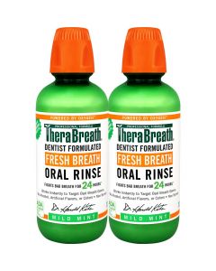 TheraBreath Fresh Breath, 24 Hour Dentist Formulated Oral Rinse, Mild Mint, 16 Oz (Pack of 2)