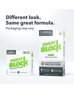 SweatBlock Clinical Strength DRIBOOST Antiperspirant Wipes - Treat Hyperhidrosis & Excessive Sweating for Men, Women, and Teens - 7 Days of Protection Per Wipe - Dermatologist Tested, Unscented,10 ct.
