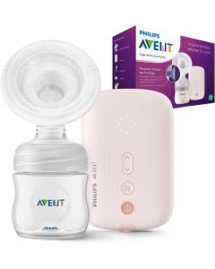 Philips Avent SCF395/11 Single Quiet Electric Breast Pump with Massage Cushion, 8 Stimulation Settings and 16 Extraction, 125 ml Natural Bottle Included, Pink