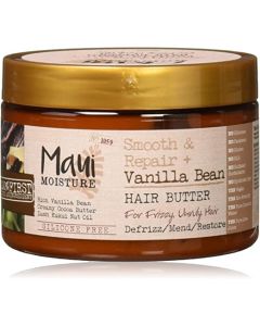 Maui Moisture Smooth & Repair Vanilla Bean Anti-Frizz Hair Butter Treatment, Coconut, 12 Ounce