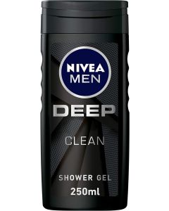 NIVEA MEN 3in1 Shower Gel Body Wash, DEEP Micro-Fine Clay, Woody Scent, 250ml