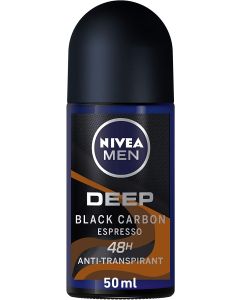 NIVEA MEN DEEP Black Carbon Espresso, Antiperspirant for Men, Antibacterial, Roll-on 50ml
