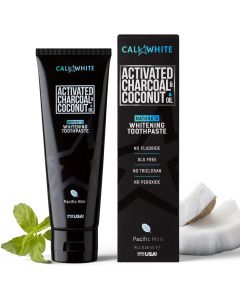 Cali White Activated Charcoal & Organic Coconut Oil Teeth Whitening Toothpaste, Made in USA, Natural Teeth Whitener, Vegan, Fluoride-Free, Sulfate-Free, Organic, Black Tooth Paste, Pacific Mint (4oz)
