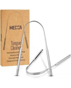 Tongue Scraper - Stainless Steel Tongue Cleaner Brush for Help Getting Rid of Bad Breath and Bacteria | Food Scraper to Keep Your Mouth & Teeth Healthy and Clean - Essential Dental Hygiene Kit
