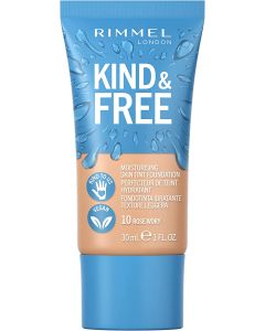 Rimmel KIND & FREE Skin Tint Moisturising Foundation With Vitamins E & B5 Kind To Animals & Vegan shade 10 Rose Ivory, 30 ml (Pack of 1)
