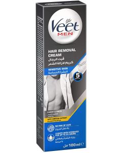 Veet for Men, Hair Removal Cream with Ginseng Extract for Chest and Back, Sensitive Skin, 100ml