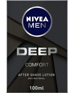 NIVEA MEN DEEP After Shave Lotion, Antibacterial Black Carbon, Woody Scent, 100ml