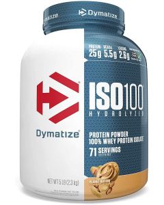 Dymatize ISO 100 Zero Carb Whey Powder Peanut Butter, 5 lb (2.3 KG)
