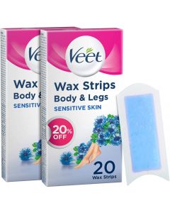 Veet Cold Wax Strips Sensitive 20 strips Twin Pack At 20% Off