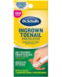 Dr. Scholl's Ingrown Toenail Pain Reliever Medicated Gel Softens Nails For Easy Trimming And Foam Ring And Bandage Protect The Affected Area Pack of 1 Multi