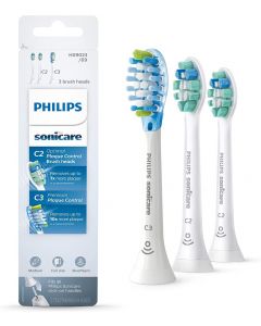 Philips Sonicare HX9023/69 Genuine Toothbrush Head Variety Pack – C3 Premium Plaque Control & C2 Optimal Plaque Control, 3 Pack, white
