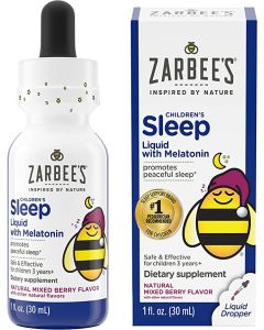 Zarbee's Naturals Children's Sleep Liquid with Melatonin Supplement, Natural Berry Flavor, 1 Fl Oz Bottle