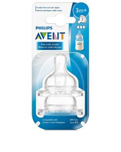Philips AVENT Anti-Colic Nipple, Clear, Medium Flow, 2 Count (Pack of 1), (SCF423/27)