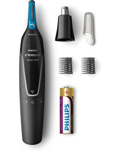 Philips Norelco Trimmer 3000, Nt3000/49, With 6 Pieces For Nose, Ears And Eyebrows-Black