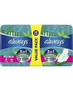 Always Ultra Thin Long Sanitary Pads with Wings - 16 Pieces