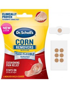 Dr. Scholl's Corn Remover with Duragel Technology, 6ct / Removes Corns Fast and Provides Cushioning Protection Against Shoe Pressure and Friction for All-Day Pain Relief (Packaging May Vary)
