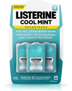 Listerine Cool Mint Pocketpaks Breath Strips Kills Bad Breath Germs 24 Strip Pack