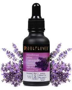 Soulflower Lavender Essential Oil for Hair Nourishment, Healthy Skin & Face, Aromatherapy, Home Diffuser - 100% Pure & Natural Undiluted Oil, Ecocert Cosmos Organic Certified 1 fl oz
