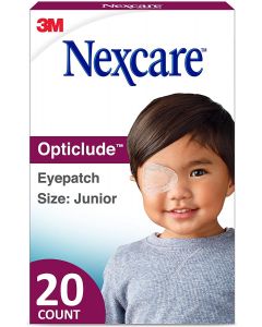 Nexcare Opticlude Eyepatch, Junior Size, Contoured For Fit, Hypoallergenic Adhesive, Designed to Help Lazy Eye, For Boys and Girls, 20 Count