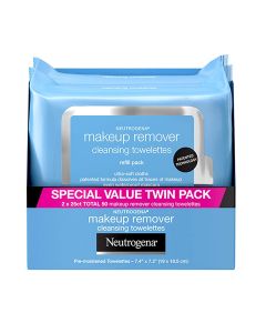 Neutrogena Makeup Remover Cleansing Face Wipes, Daily Cleansing Facial Towelettes to Remove Waterproof Makeup and Mascara, Alcohol-Free, Value Twin Pack, 25 Count, 2 Pack