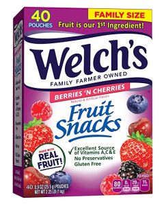 Welch's Fruit Snacks, Berries 'n Cherries, Gluten Free, Bulk Pack, 0.9 Ounce - 40 Count (Pack of 1)
