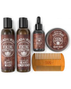 Ultimate Beard Care Conditioner Kit - Beard Grooming Kit for Men Softens, Smoothes and Soothes Beard Itch- Contains Beard Wash & Conditioner, Beard Oil, Beard Balm and Beard Comb- Sandalwood Scent