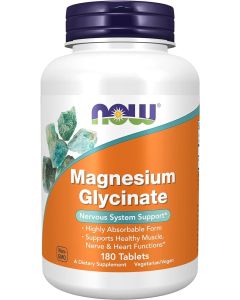 Now Foods Magnesium Glycinate Highly Absorbable Form Tablets, 180 Tablets
