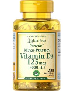Puritan's Pride Vitamin D3 for Immune System Support & Healthy Bones & Teeth (200 Softgels,5000 IU)