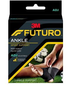 Futuro Sport Ankle Support, Adjustable size, Black color, 09037ENR. Helps support injured ankle, moderate support