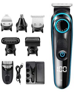 Inoo Tech Men Hair Trimmer 5 in 1 Multifunctional Nose and Beard Trimmer Set Professional Home Grooming Kit with USB Charging and Adjustable Fixing Comb