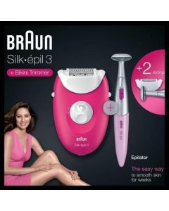 Braun Silk epil 3 3-420 epilator Raspberry Pink - Corded epilator with 2 extras - including a Bikini Trimmer
