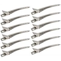12 Packs Duck Bill Clips, 9cm Rustproof Metal Alligator Curl Clips with Holes for Hair Styling, Hair Coloring, Silver