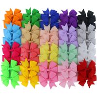 30 Pcs Baby Girls Ribbon Boutique Hair Bows Clips with Multi-Colors