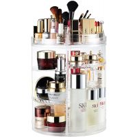AMEITECH Makeup Organizer, 360 Degree Rotating Adjustable Cosmetic Storage Display Case with 8 Layers Large Capacity, Fits Jewelry,Makeup Brushes, Lipsticks and More, Clear Transparent