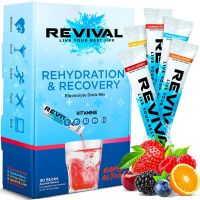 Revival Rapid Rehydration Electrolytes Powder - High Strength Vitamin C, B1, B3, B5, B12 Supplement Sachet Drink, Effervescent Electrolyte Hydration (Assorted Flavor, 30 Count (Pack of 1))
